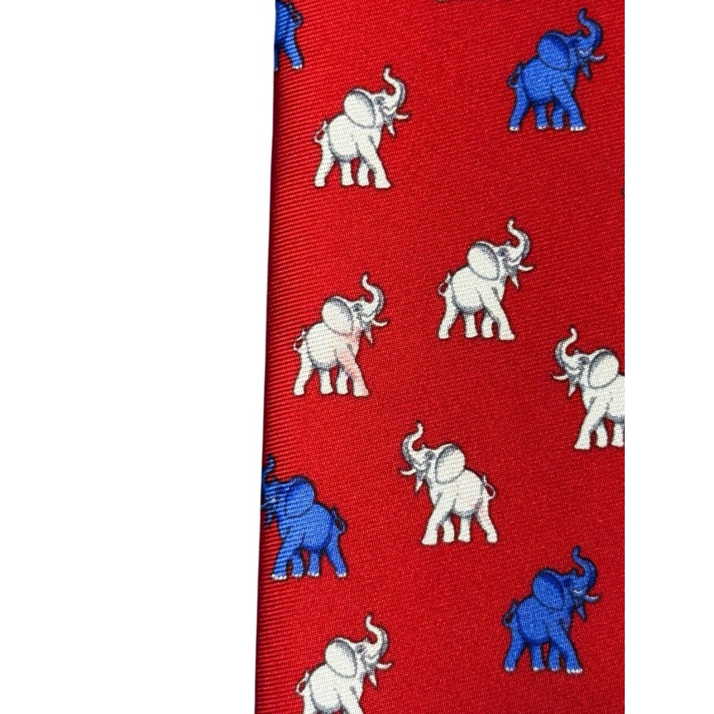 Alynn Necktie Red, White, and Blue Elephants - Republican Tie Made In U.S.A - Picture 9 of 9